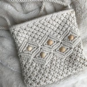 Crochet Zip Purse with Wood Bead Detail
